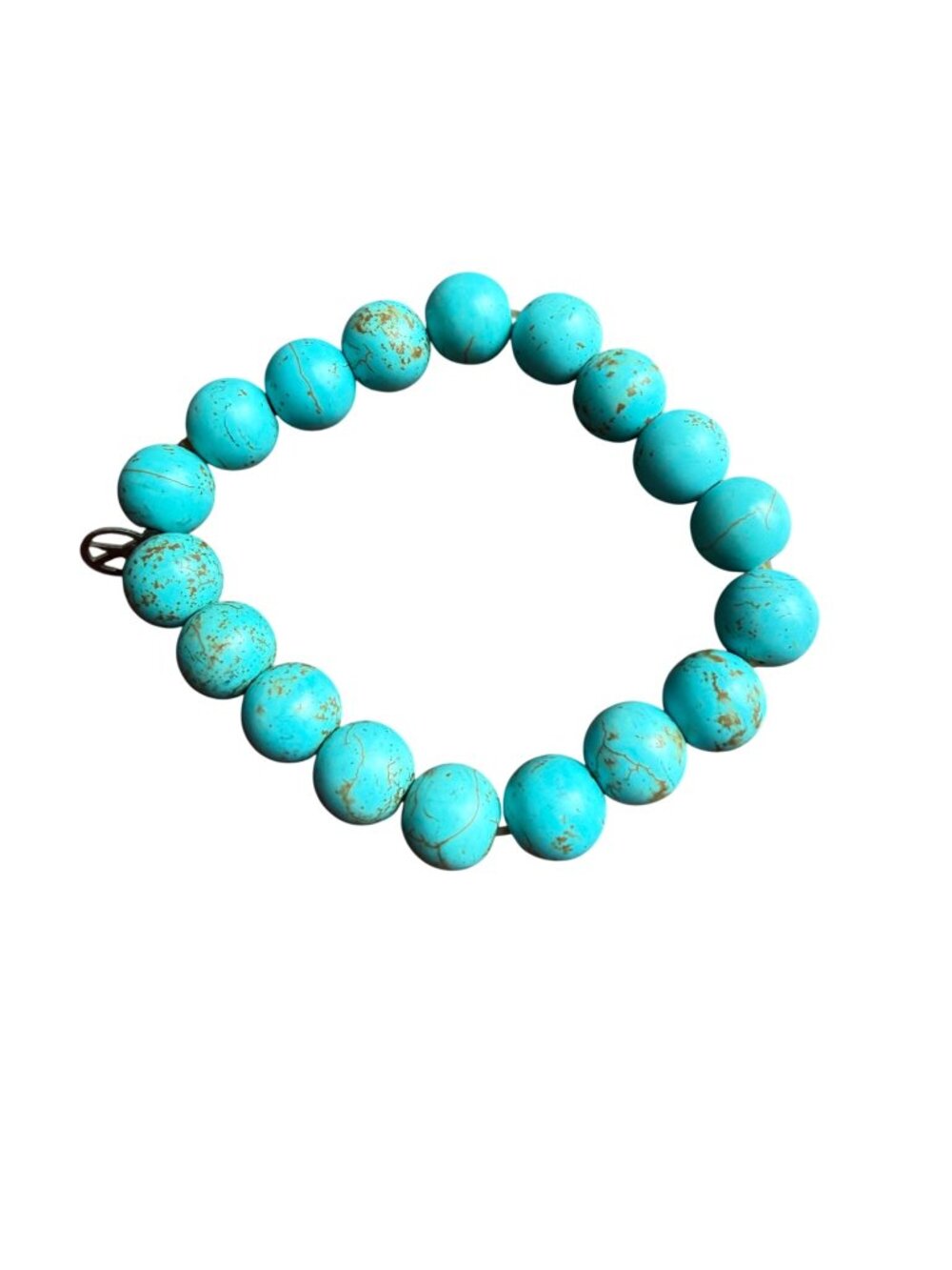 Howlite Beaded Stretch Bracelet Peace Charm
